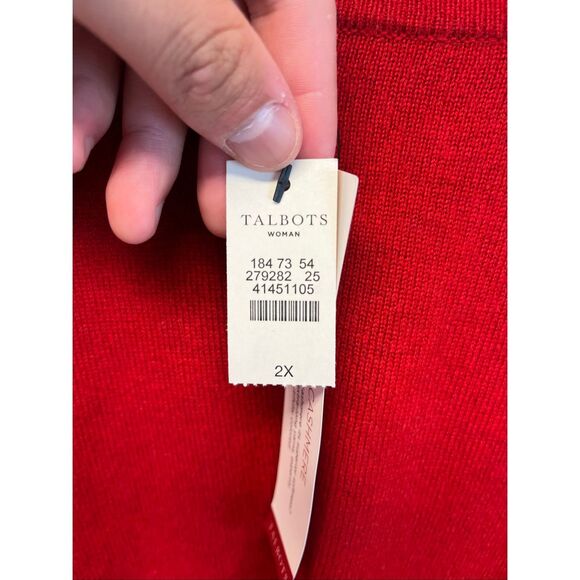 NWT TALBOTS Pure Cashmere Women’s Sweater 2X Red Crewneck Luxury Soft Holidays - Picture 5 of 11